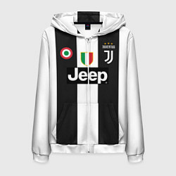 Толстовка 3D на молнии мужская FC Juventus 18-19, цвет: 3D-белый