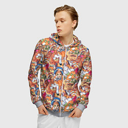 Толстовка 3D на молнии мужская Котобомбинг, цвет: 3D-меланж — фото 2