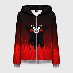 Мужская толстовка на молнии Kumamon: Hell Flame