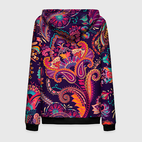 Мужская толстовка на молнии Орнамент пейсли - розовый / 3D-Черный – фото 2