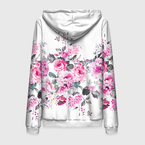 Мужская толстовка на молнии Розовые розы / 3D-Белый – фото 2