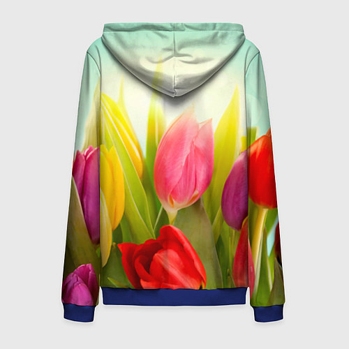 Мужская толстовка на молнии Цветущие тюльпаны / 3D-Синий – фото 2