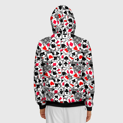 Мужская толстовка на молнии Игральные карты - тузы / 3D-Черный – фото 4