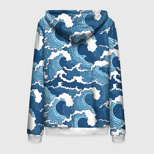 Мужская толстовка на молнии Морские волны графика / 3D-Белый – фото 2