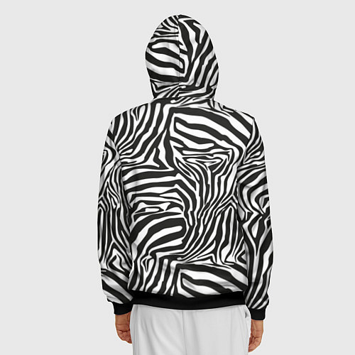Мужская толстовка на молнии Полосы шкура зебры / 3D-Черный – фото 4