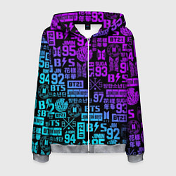 Толстовка 3D на молнии мужская BTS Logos, цвет: 3D-меланж