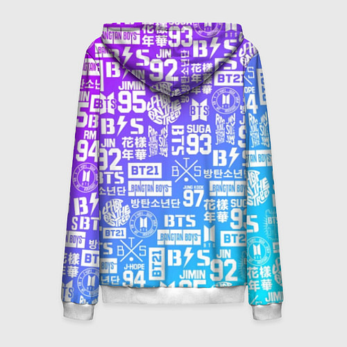 Мужская толстовка на молнии BTS Logos / 3D-Белый – фото 2