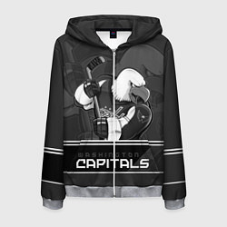 Толстовка 3D на молнии мужская Washington Capitals: Mono, цвет: 3D-меланж