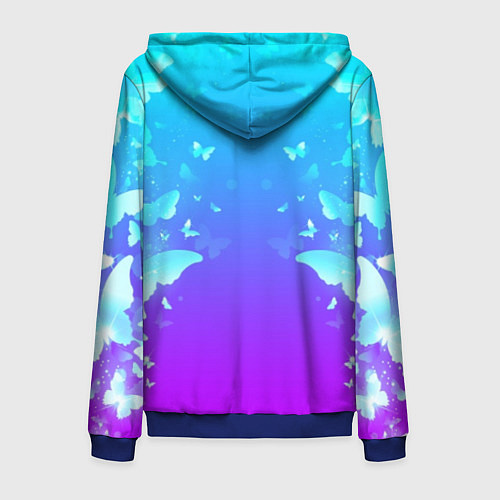 Мужская толстовка на молнии BTS: Violet Butterflies / 3D-Синий – фото 2