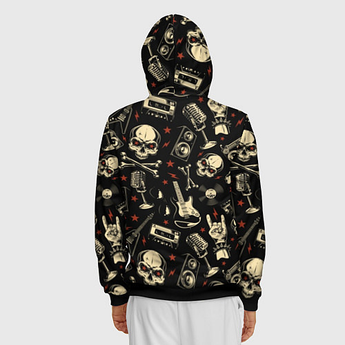 Мужская толстовка на молнии Гранж с черепами / 3D-Черный – фото 4