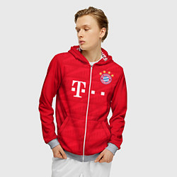 Толстовка 3D на молнии мужская FC Bayern: Home 19-20, цвет: 3D-меланж — фото 2