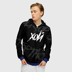 Толстовка 3D на молнии мужская Сектор Газа - ХОЙ, цвет: 3D-синий — фото 2