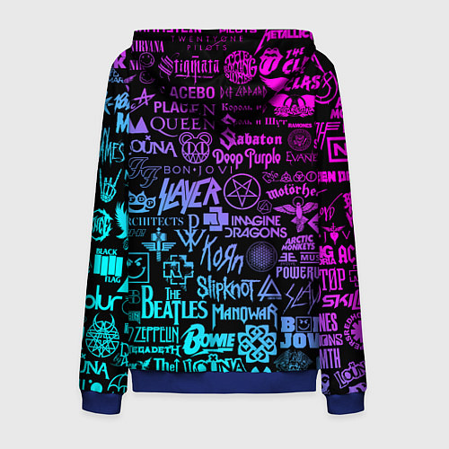 Мужская толстовка на молнии ЛОГОТИПЫ РОК ГРУПП / 3D-Синий – фото 2
