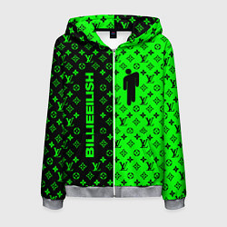 Толстовка 3D на молнии мужская BILLIE EILISH x LV Green, цвет: 3D-меланж