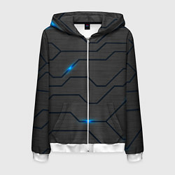 Толстовка 3D на молнии мужская Led подсветка, цвет: 3D-белый