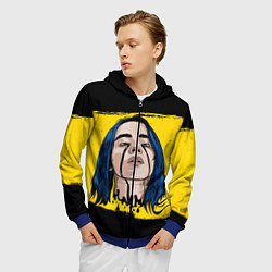 Толстовка 3D на молнии мужская Billie Eilish, цвет: 3D-синий — фото 2