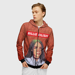 Толстовка 3D на молнии мужская Billie Eilish, цвет: 3D-черный — фото 2