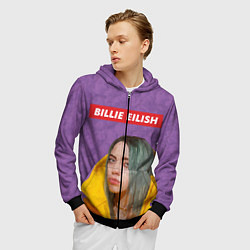 Толстовка 3D на молнии мужская Billie Eilish, цвет: 3D-черный — фото 2