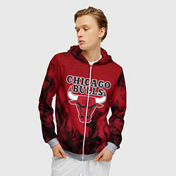 Толстовка 3D на молнии мужская CHICAGO BULLS, цвет: 3D-меланж — фото 2