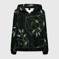 Толстовка 3D на молнии мужская Геометрия в природе, цвет: 3D-черный