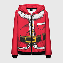 Толстовка 3D на молнии мужская Санта, цвет: 3D-черный