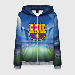 Толстовка 3D на молнии мужская FC Barcelona, цвет: 3D-меланж