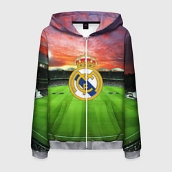 Толстовка 3D на молнии мужская FC Real Madrid, цвет: 3D-меланж