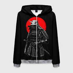 Толстовка 3D на молнии мужская Самурай, цвет: 3D-меланж