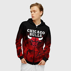 Толстовка 3D на молнии мужская CHICAGO BULLS, цвет: 3D-черный — фото 2