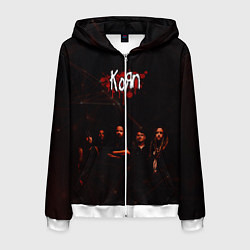 Толстовка 3D на молнии мужская Korn, цвет: 3D-белый