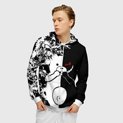 Толстовка 3D на молнии мужская Monokuma, цвет: 3D-белый — фото 2
