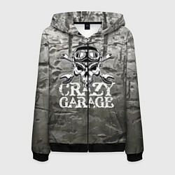 Толстовка 3D на молнии мужская Crazy garage, цвет: 3D-черный