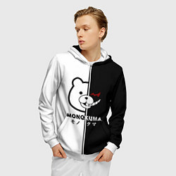 Толстовка 3D на молнии мужская Monokuma, цвет: 3D-белый — фото 2