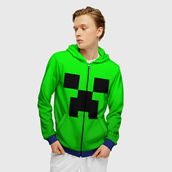 Толстовка 3D на молнии мужская MINECRAFT, цвет: 3D-синий — фото 2