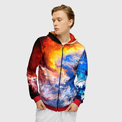 Толстовка 3D на молнии мужская Краски, цвет: 3D-красный — фото 2