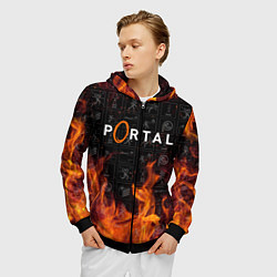 Толстовка 3D на молнии мужская PORTAL, цвет: 3D-черный — фото 2