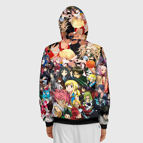 Мужская толстовка на молнии Аниме коллаж / 3D-Черный – фото 4