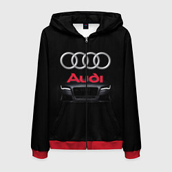 Толстовка 3D на молнии мужская AUDI, цвет: 3D-красный