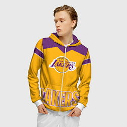 Толстовка 3D на молнии мужская Los Angeles Lakers, цвет: 3D-белый — фото 2
