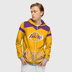 Толстовка 3D на молнии мужская Los Angeles Lakers, цвет: 3D-меланж — фото 2