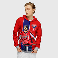 Толстовка 3D на молнии мужская Ovechkin Capitals, цвет: 3D-меланж — фото 2