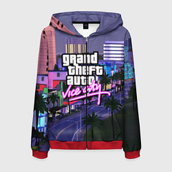 Толстовка 3D на молнии мужская Grand Theft Auto Vice City, цвет: 3D-красный