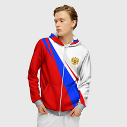 Толстовка 3D на молнии мужская Россия, цвет: 3D-меланж — фото 2