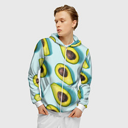 Толстовка 3D на молнии мужская АВОКАДО, цвет: 3D-белый — фото 2