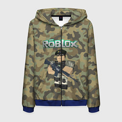 Толстовка 3D на молнии мужская Roblox 23 February Camouflage, цвет: 3D-синий