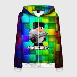 Толстовка 3D на молнии мужская Minecraft Майнкрафт, цвет: 3D-белый