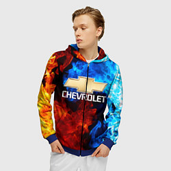 Толстовка 3D на молнии мужская CHEVROLET, цвет: 3D-синий — фото 2