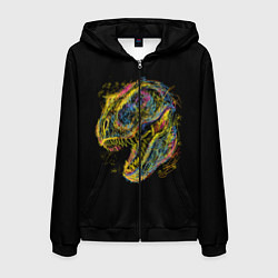 Толстовка 3D на молнии мужская Тираннозавр Рекс, цвет: 3D-черный