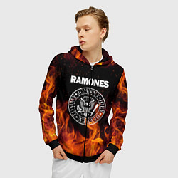 Толстовка 3D на молнии мужская Ramones, цвет: 3D-черный — фото 2