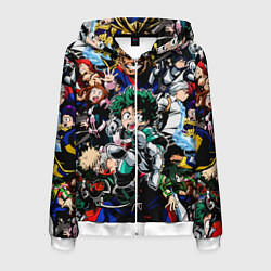 Толстовка 3D на молнии мужская Моя геройская академия, цвет: 3D-белый